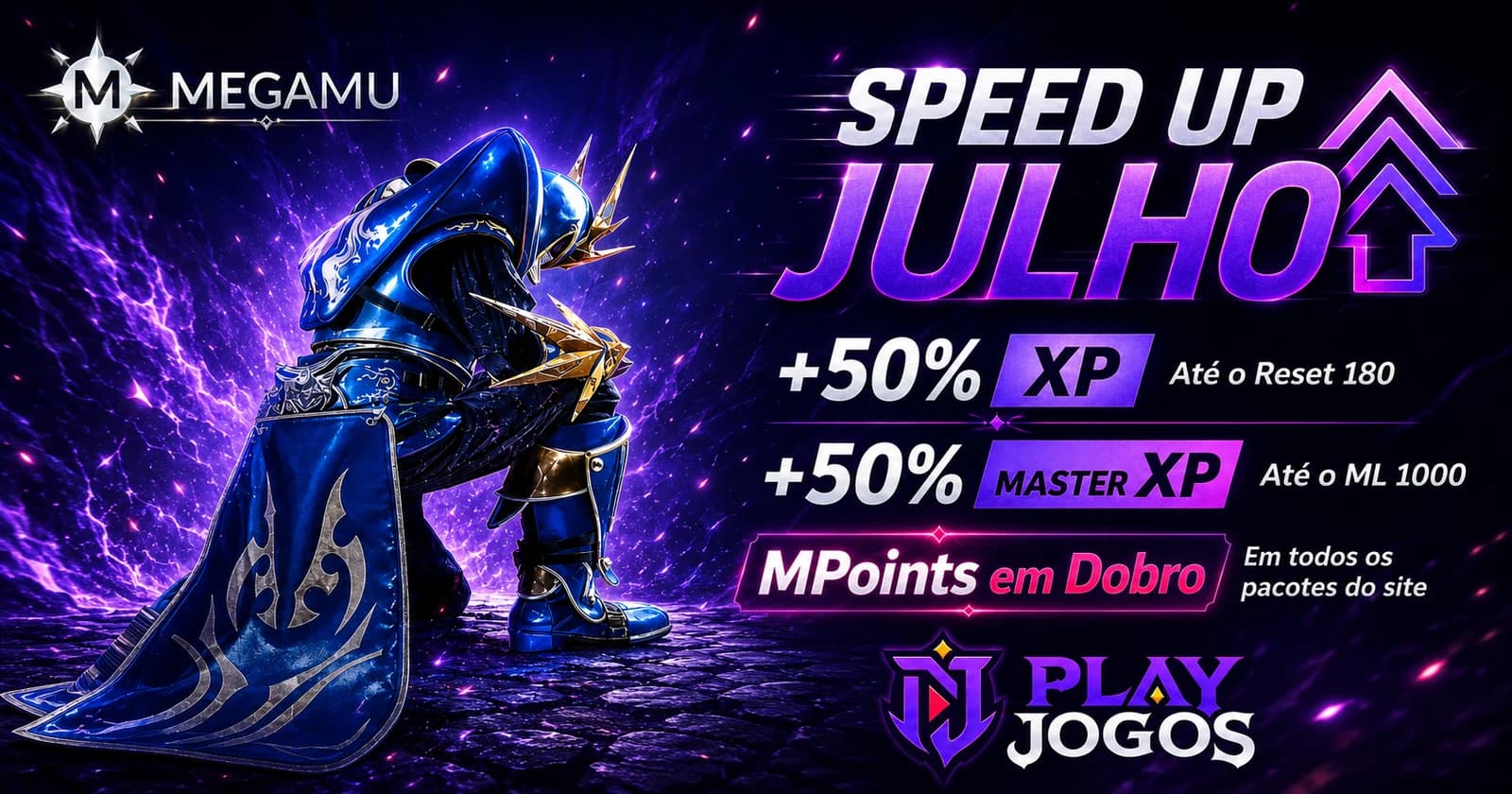 Speed UP de Julho no MEGAMU: XP turbinado e MPoints em dobro nos pacotes